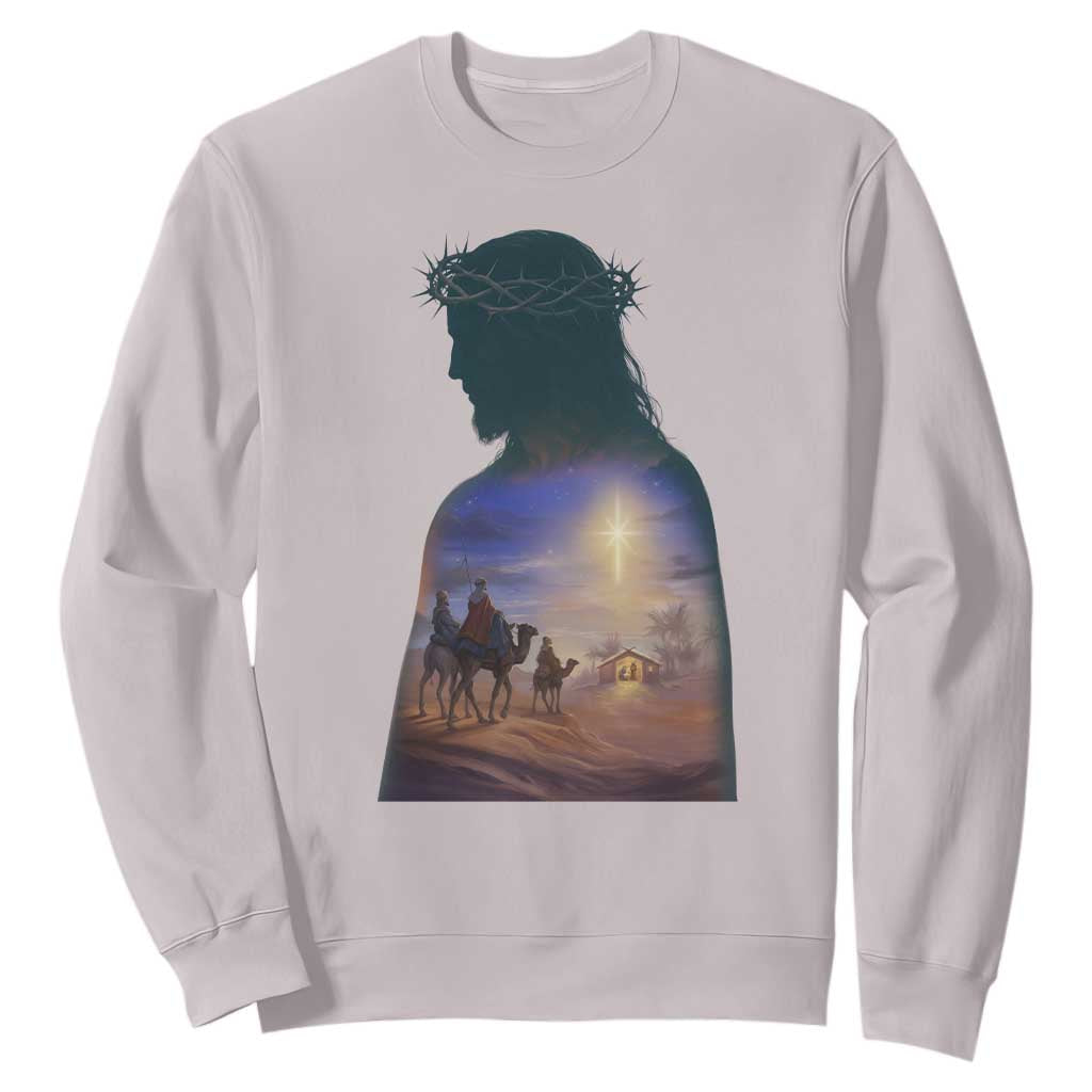 Three Wise Men Nativity Scene Sweatshirt Christian Jesus Faith TS14 Ice Gray Print Your Wear