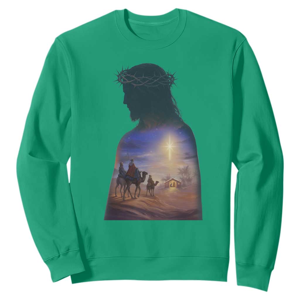 Three Wise Men Nativity Scene Sweatshirt Christian Jesus Faith TS14 Irish Green Print Your Wear