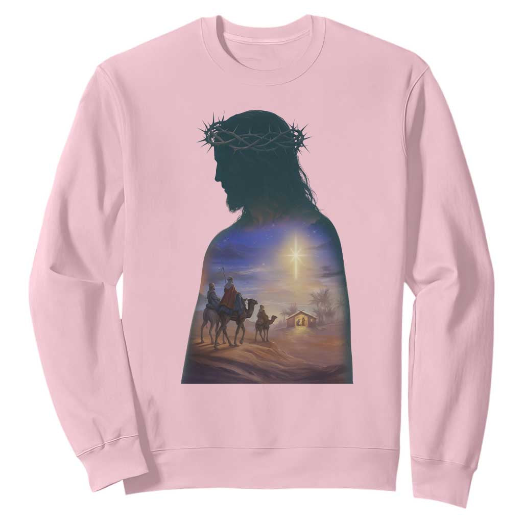 Three Wise Men Nativity Scene Sweatshirt Christian Jesus Faith TS14 Light Pink Print Your Wear