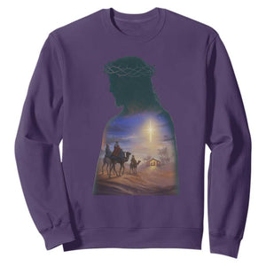 Three Wise Men Nativity Scene Sweatshirt Christian Jesus Faith TS14 Purple Print Your Wear