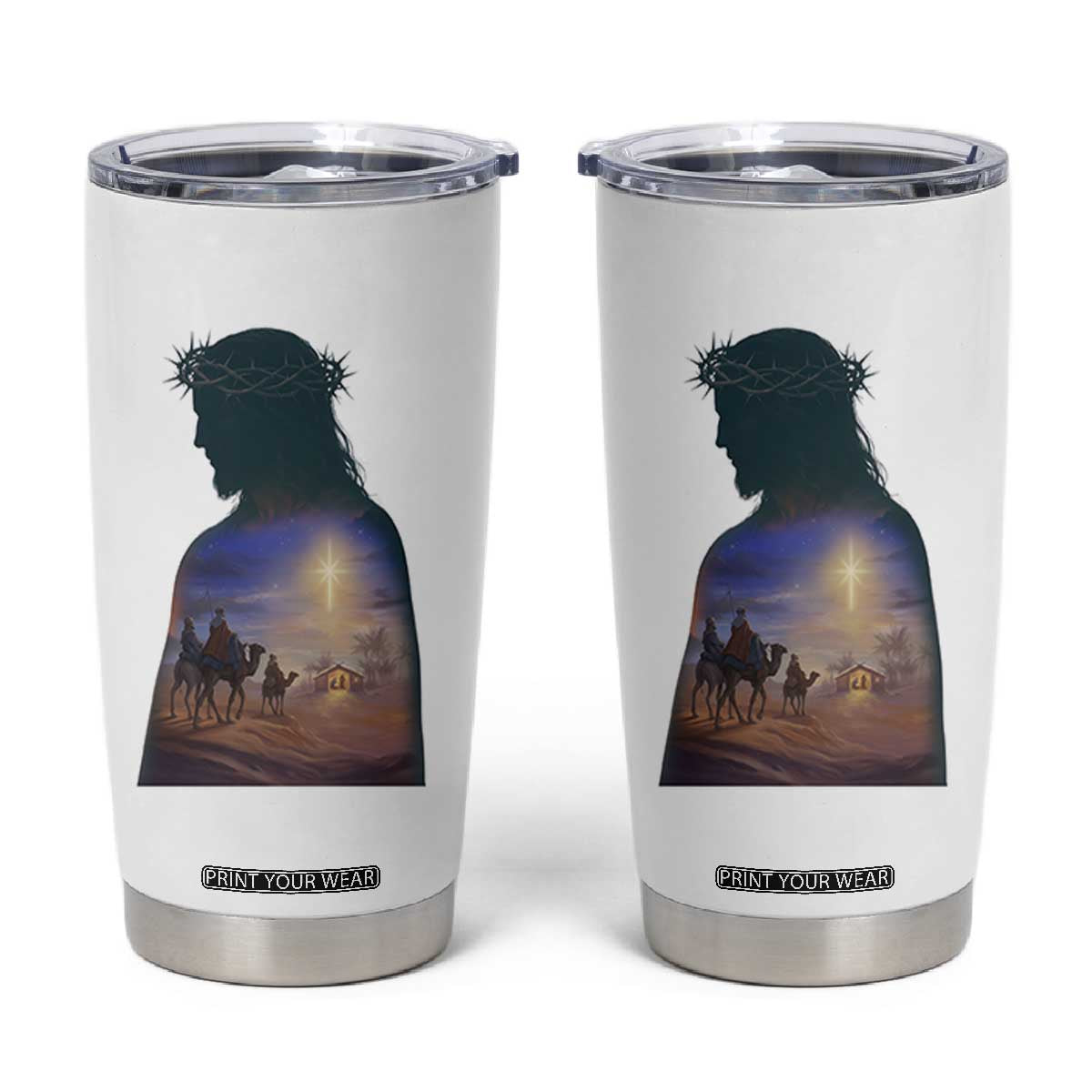 Three Wise Men Nativity Scene Tumbler Cup Christian Jesus Faith TS14 White Print Your Wear