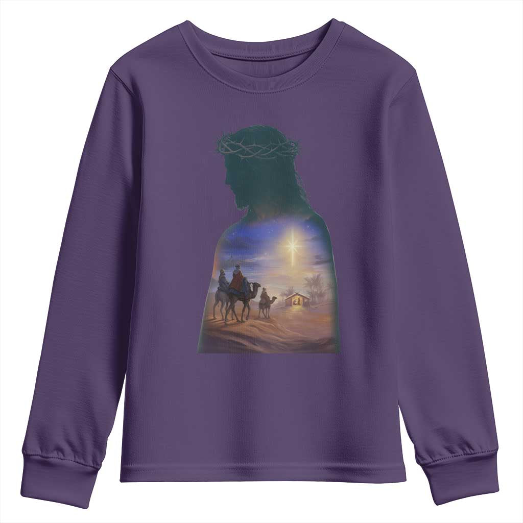 Three Wise Men Nativity Scene Youth Sweatshirt Christian Jesus Faith TS14 Purple Print Your Wear