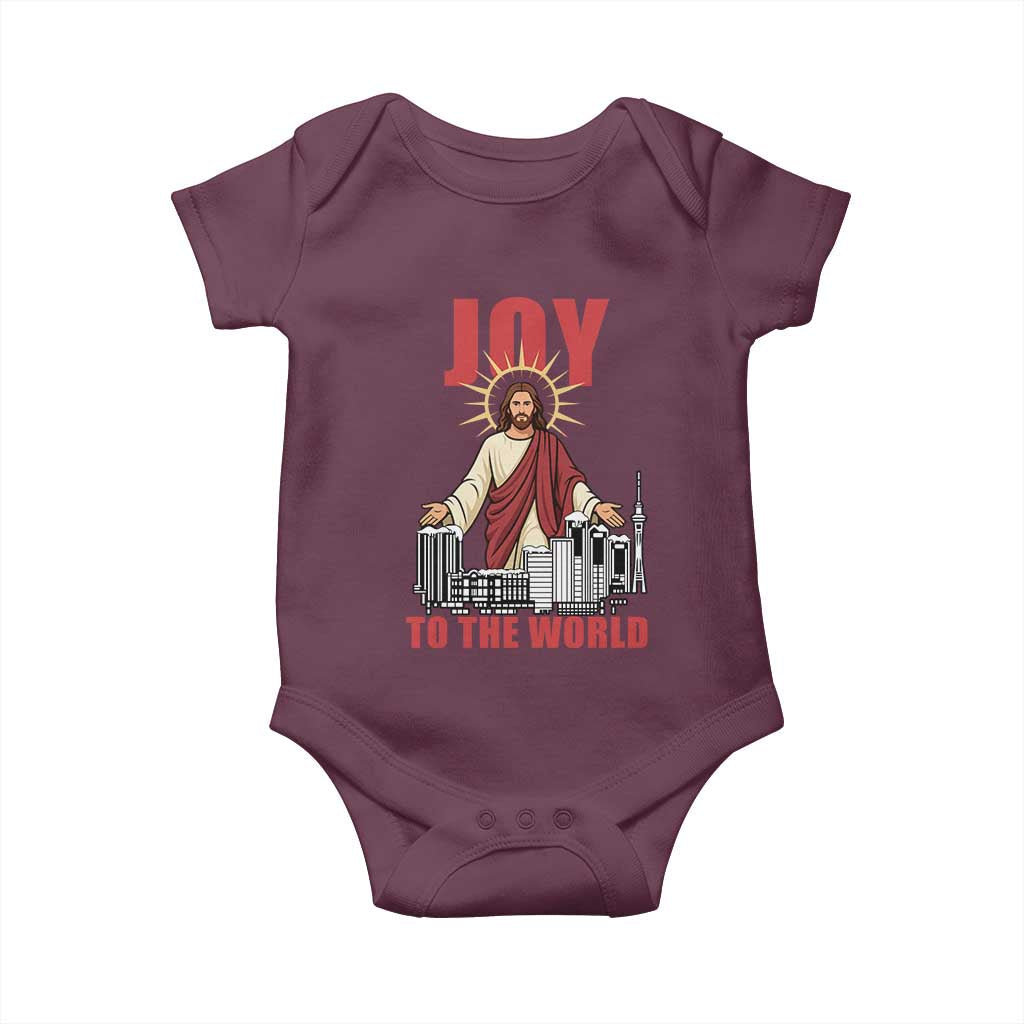 Jesus Christmas Baby Onesie Joy To The World Christian TS14 Maroon Print Your Wear