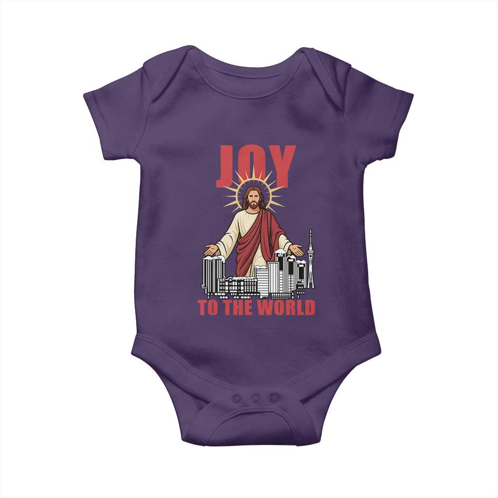 Jesus Christmas Baby Onesie Joy To The World Christian TS14 Purple Print Your Wear