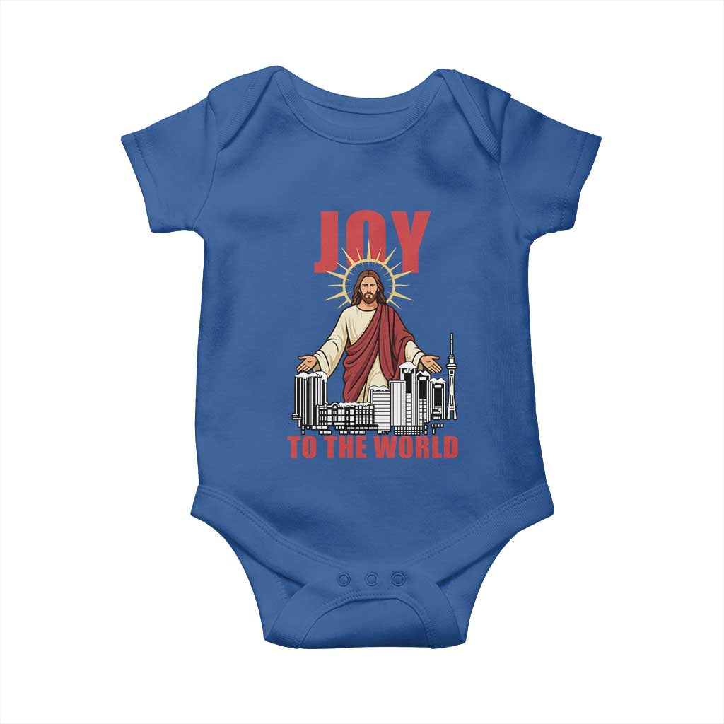 Jesus Christmas Baby Onesie Joy To The World Christian TS14 Royal Blue Print Your Wear