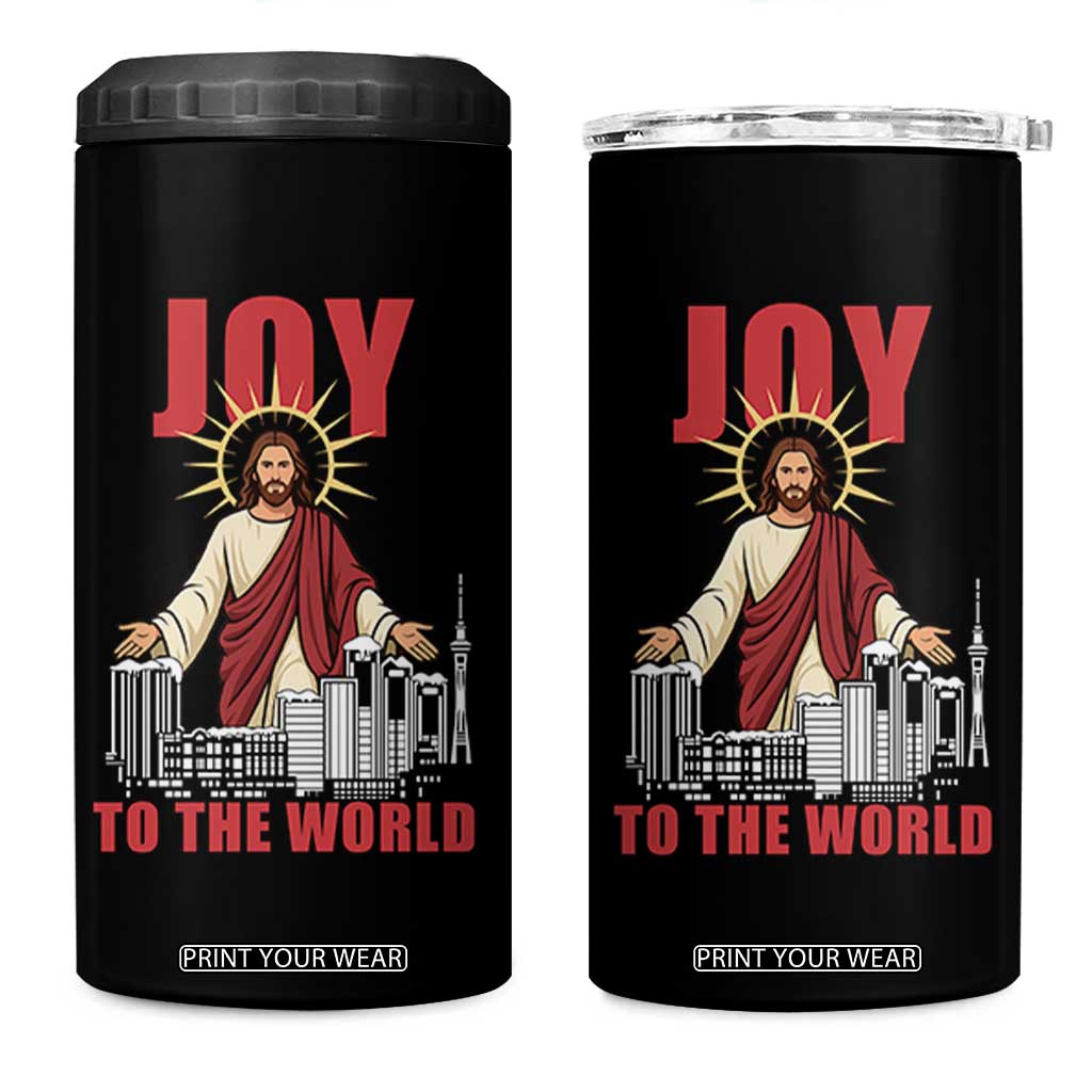 Jesus Christmas 4 in 1 Can Cooler Tumbler Joy To The World Christian TS14 One Size: 16 oz Black Print Your Wear