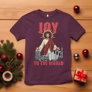 Jesus Christmas T Shirt Joy To The World Christian TS14 Maroon Print Your Wear