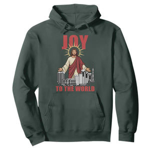 Jesus Christmas Hoodie Joy To The World Christian TS14 Dark Forest Green Print Your Wear