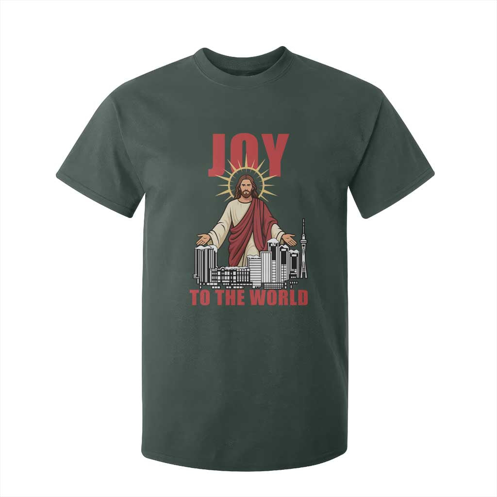 Jesus Christmas T Shirt For Kid Joy To The World Christian TS14 Dark Forest Green Print Your Wear