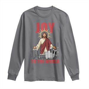 Jesus Christmas Long Sleeve Shirt Joy To The World Christian TS14 Charcoal Print Your Wear