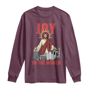 Jesus Christmas Long Sleeve Shirt Joy To The World Christian TS14 Maroon Print Your Wear