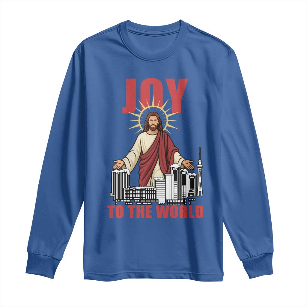 Jesus Christmas Long Sleeve Shirt Joy To The World Christian TS14 Royal Blue Print Your Wear