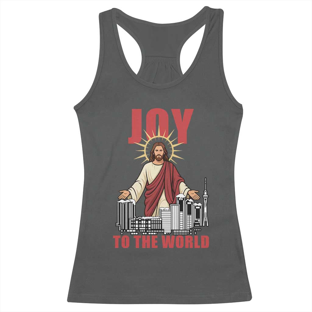 Jesus Christmas Racerback Tank Top Joy To The World Christian TS14 Dark Heather Print Your Wear
