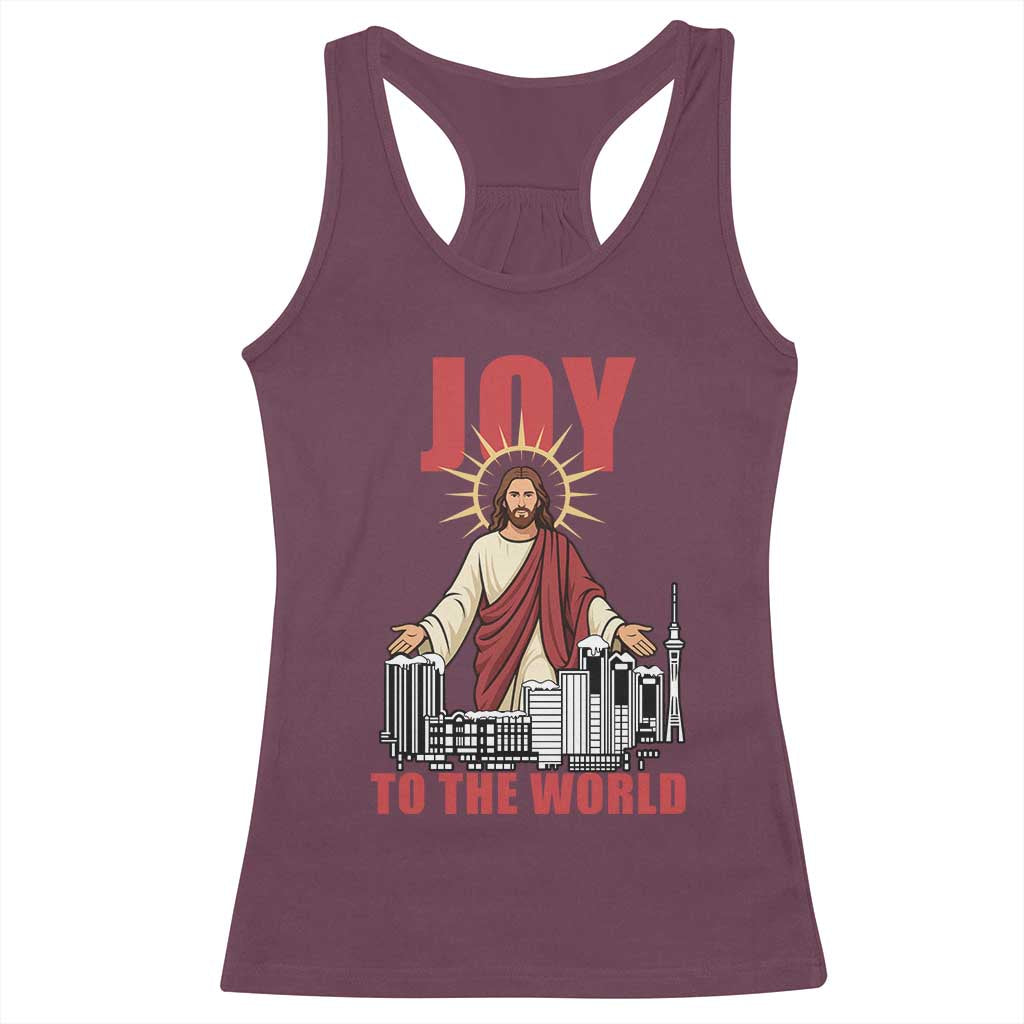 Jesus Christmas Racerback Tank Top Joy To The World Christian TS14 Maroon Print Your Wear