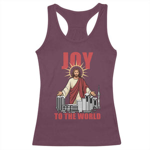 Jesus Christmas Racerback Tank Top Joy To The World Christian TS14 Maroon Print Your Wear