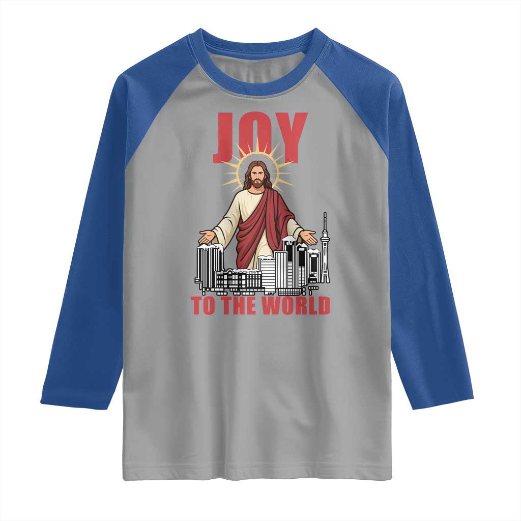Jesus Christmas Raglan Shirt Joy To The World Christian TS14 Sport Gray Royal Print Your Wear