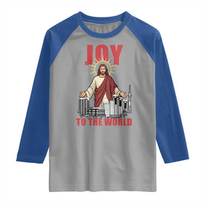 Jesus Christmas Raglan Shirt Joy To The World Christian TS14 Sport Gray Royal Print Your Wear
