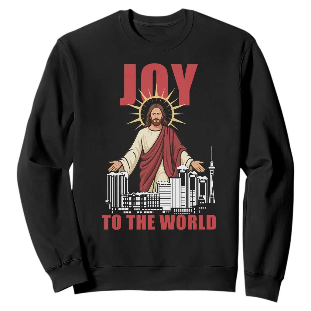 Jesus Christmas Sweatshirt Joy To The World Christian TS14 Black Print Your Wear