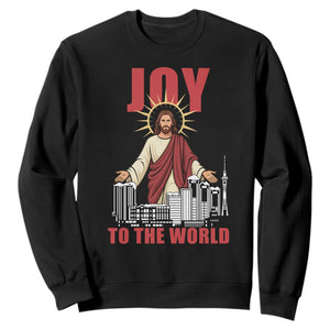 Jesus Christmas Sweatshirt Joy To The World Christian TS14 Black Print Your Wear