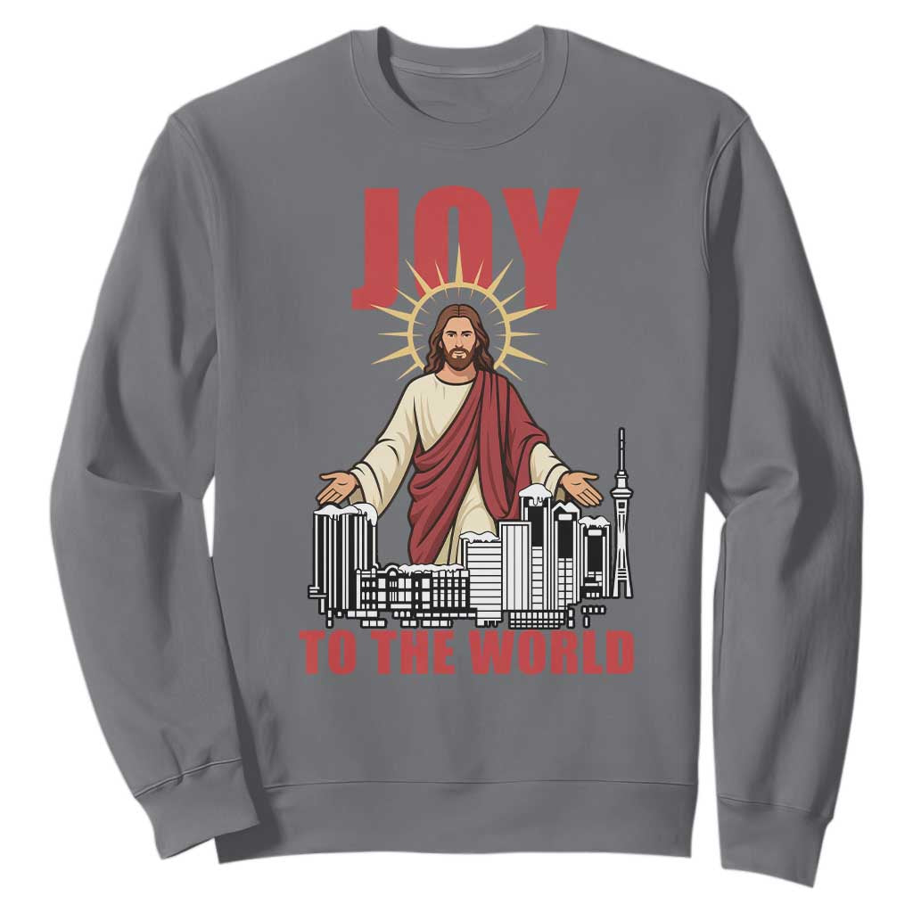 Jesus Christmas Sweatshirt Joy To The World Christian TS14 Charcoal Print Your Wear