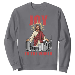 Jesus Christmas Sweatshirt Joy To The World Christian TS14 Charcoal Print Your Wear