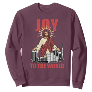 Jesus Christmas Sweatshirt Joy To The World Christian TS14 Maroon Print Your Wear