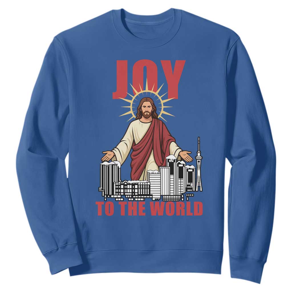 Jesus Christmas Sweatshirt Joy To The World Christian TS14 Royal Blue Print Your Wear