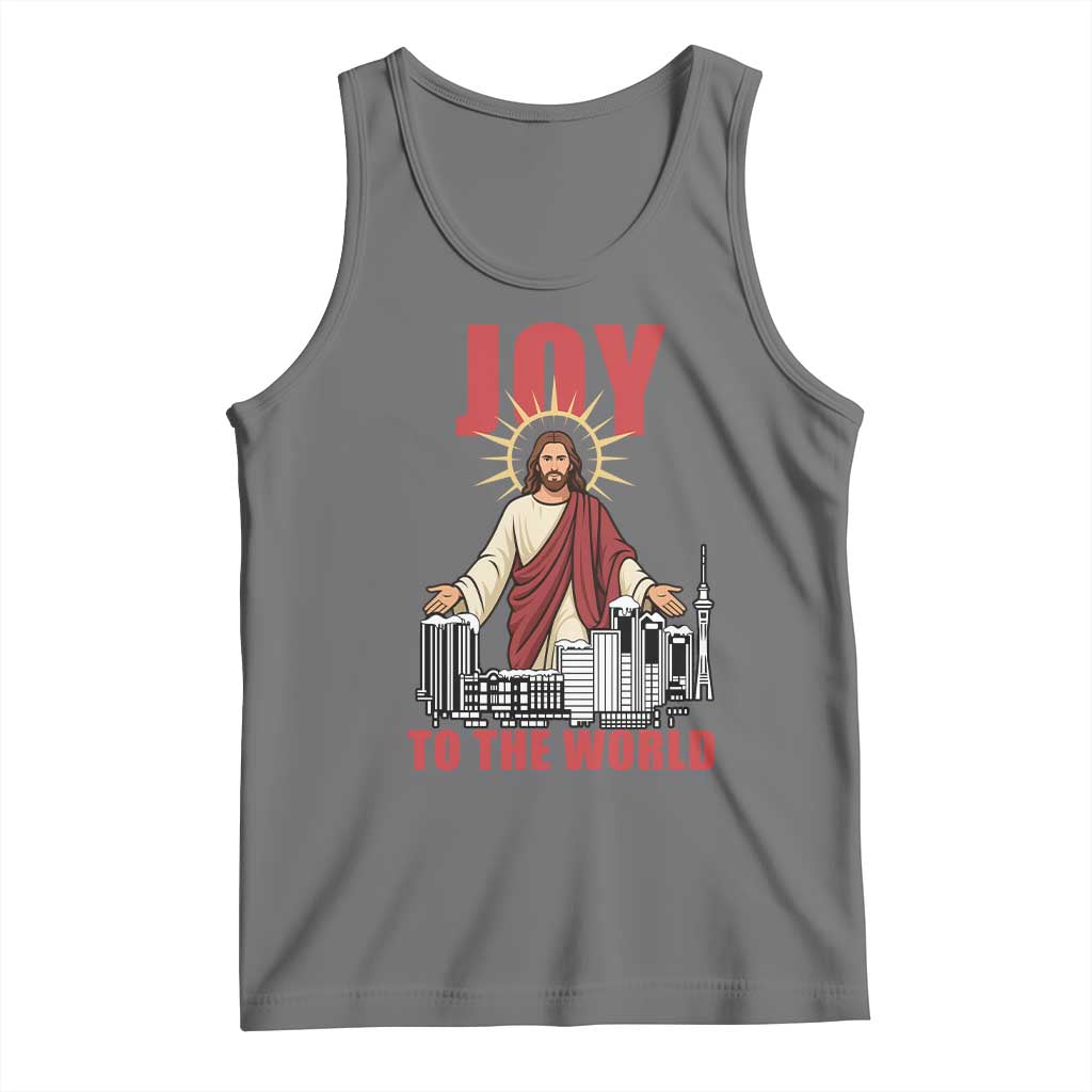 Jesus Christmas Tank Top Joy To The World Christian TS14 Black Heather Print Your Wear
