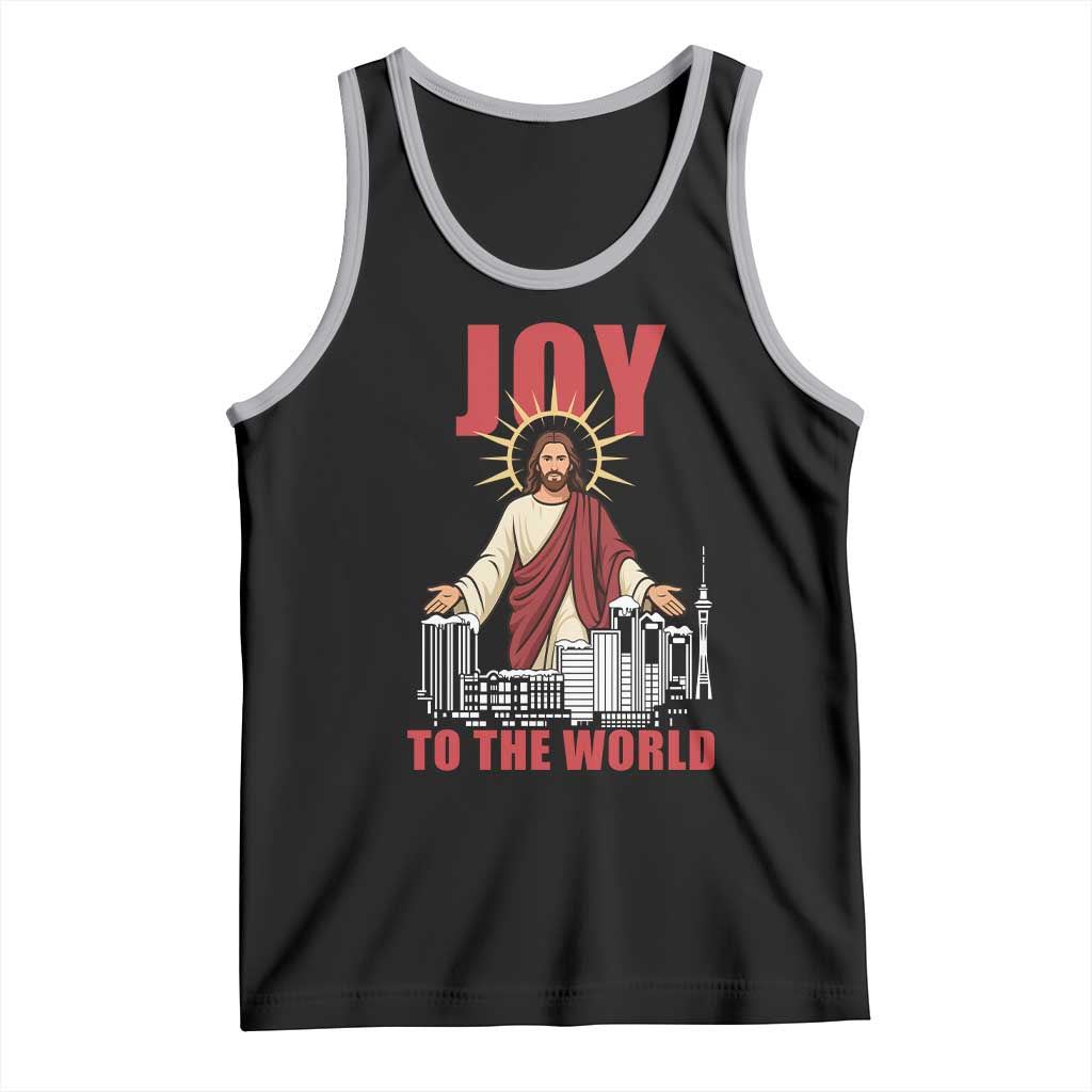 Jesus Christmas Tank Top Joy To The World Christian TS14 Black Athletic Heather Print Your Wear