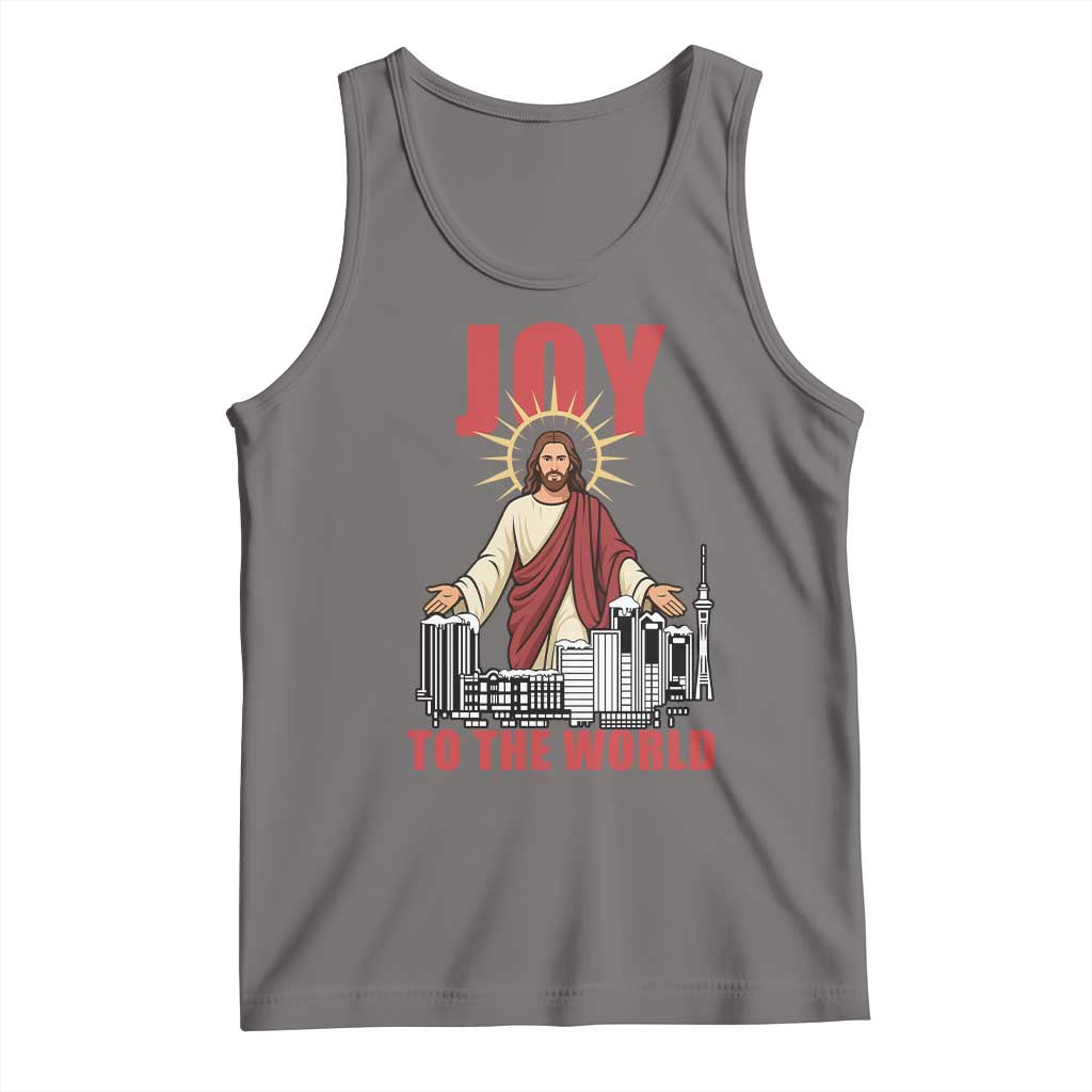 Jesus Christmas Tank Top Joy To The World Christian TS14 Deep Heather Print Your Wear
