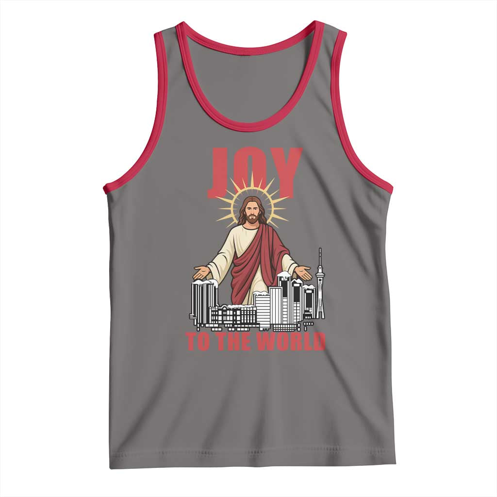 Jesus Christmas Tank Top Joy To The World Christian TS14 Deep Heather Red Print Your Wear