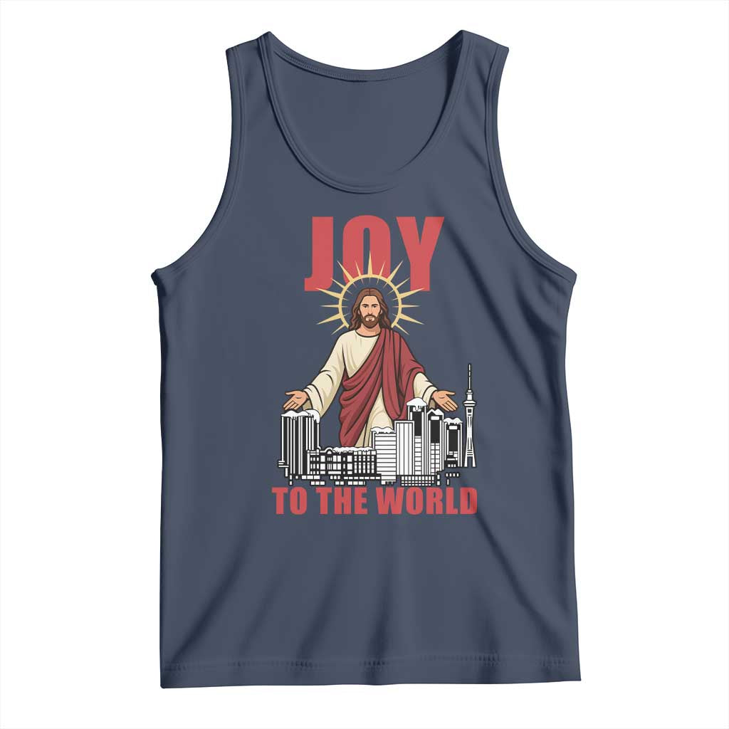 Jesus Christmas Tank Top Joy To The World Christian TS14 Navy Print Your Wear