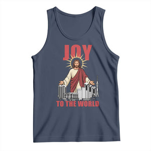Jesus Christmas Tank Top Joy To The World Christian TS14 Navy Print Your Wear