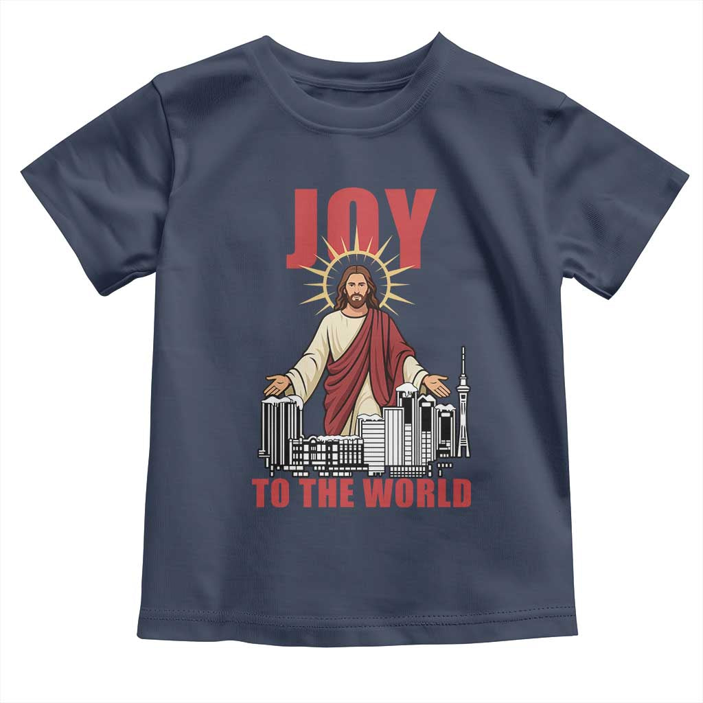 Jesus Christmas Toddler T Shirt Joy To The World Christian TS14 Navy Print Your Wear