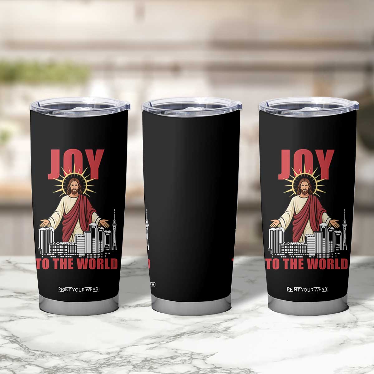 Jesus Christmas Tumbler Cup Joy To The World Christian TS14 Print Your Wear