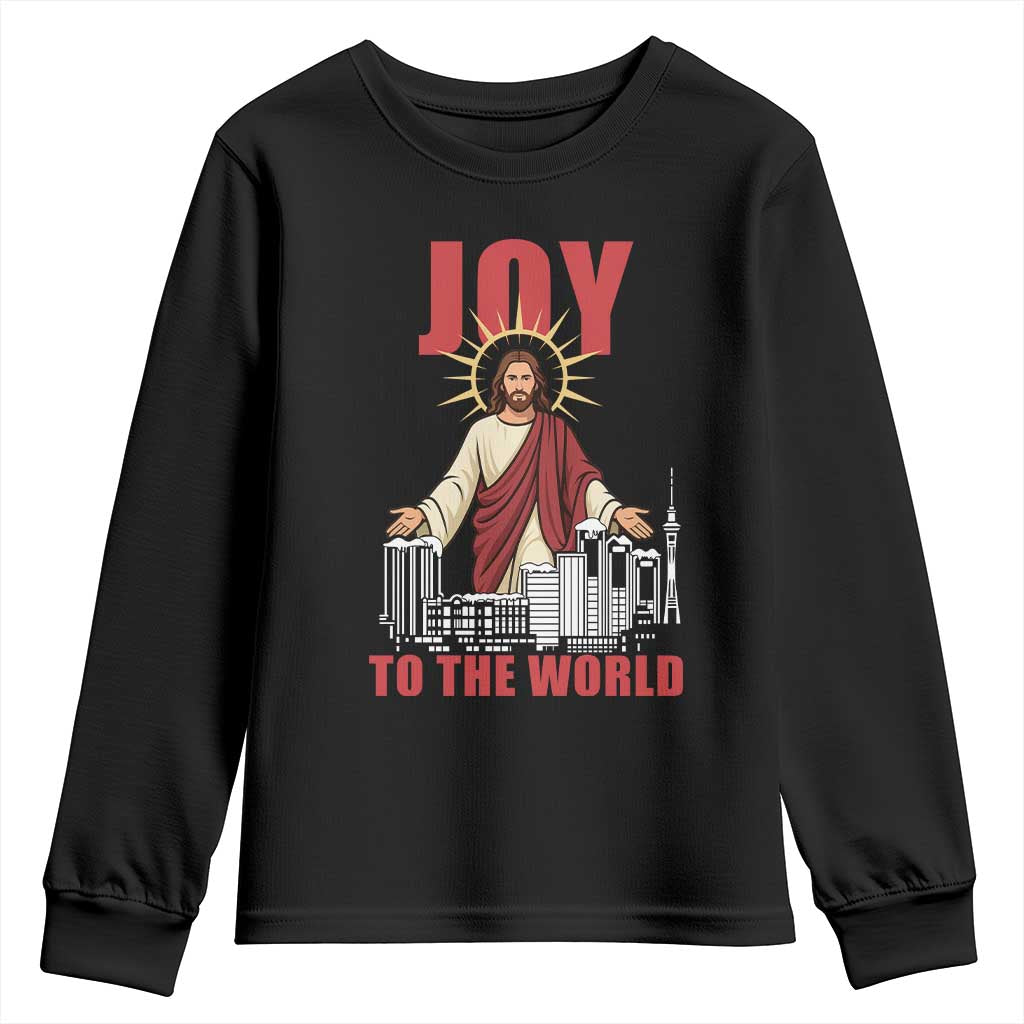 Jesus Christmas Youth Sweatshirt Joy To The World Christian TS14 Black Print Your Wear