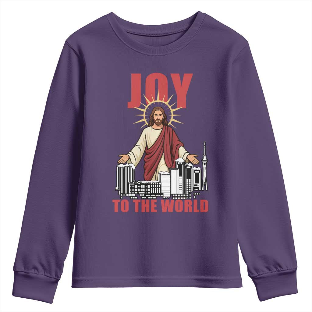 Jesus Christmas Youth Sweatshirt Joy To The World Christian TS14 Purple Print Your Wear