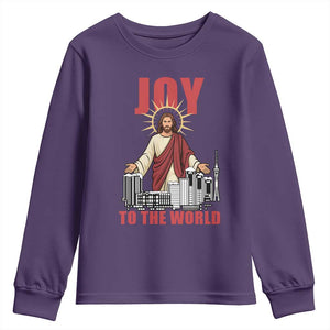 Jesus Christmas Youth Sweatshirt Joy To The World Christian TS14 Purple Print Your Wear