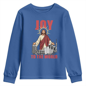 Jesus Christmas Youth Sweatshirt Joy To The World Christian TS14 Royal Blue Print Your Wear