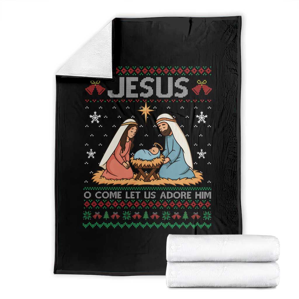 Nativity Scene Christmas Throw Blanket Baby Jesus Christian Xmas TS14 Black Print Your Wear
