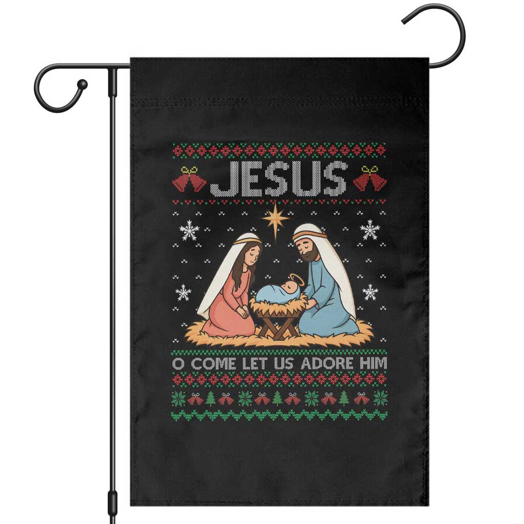 Nativity Scene Christmas Garden Flag Baby Jesus Christian Xmas TS14 Black Print Your Wear