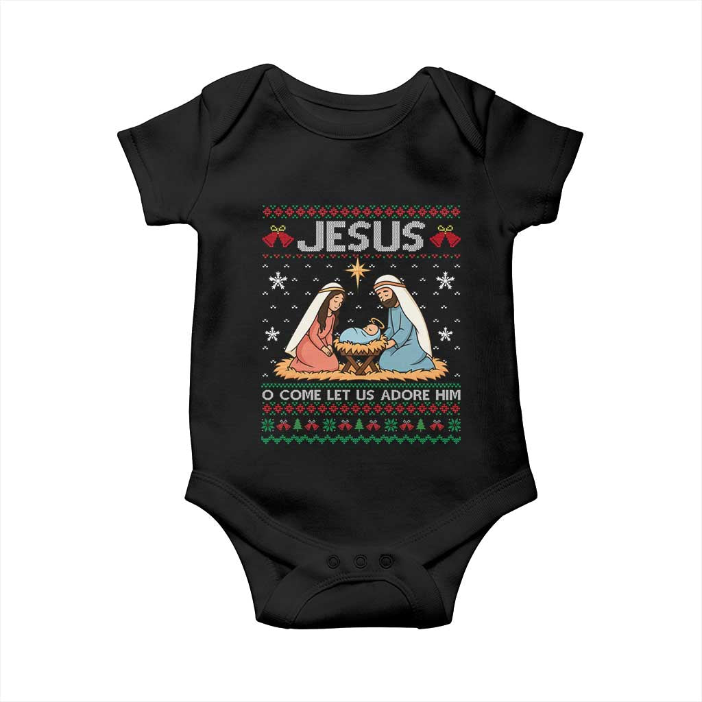 Nativity Scene Christmas Baby Onesie Baby Jesus Christian Xmas TS14 Black Print Your Wear