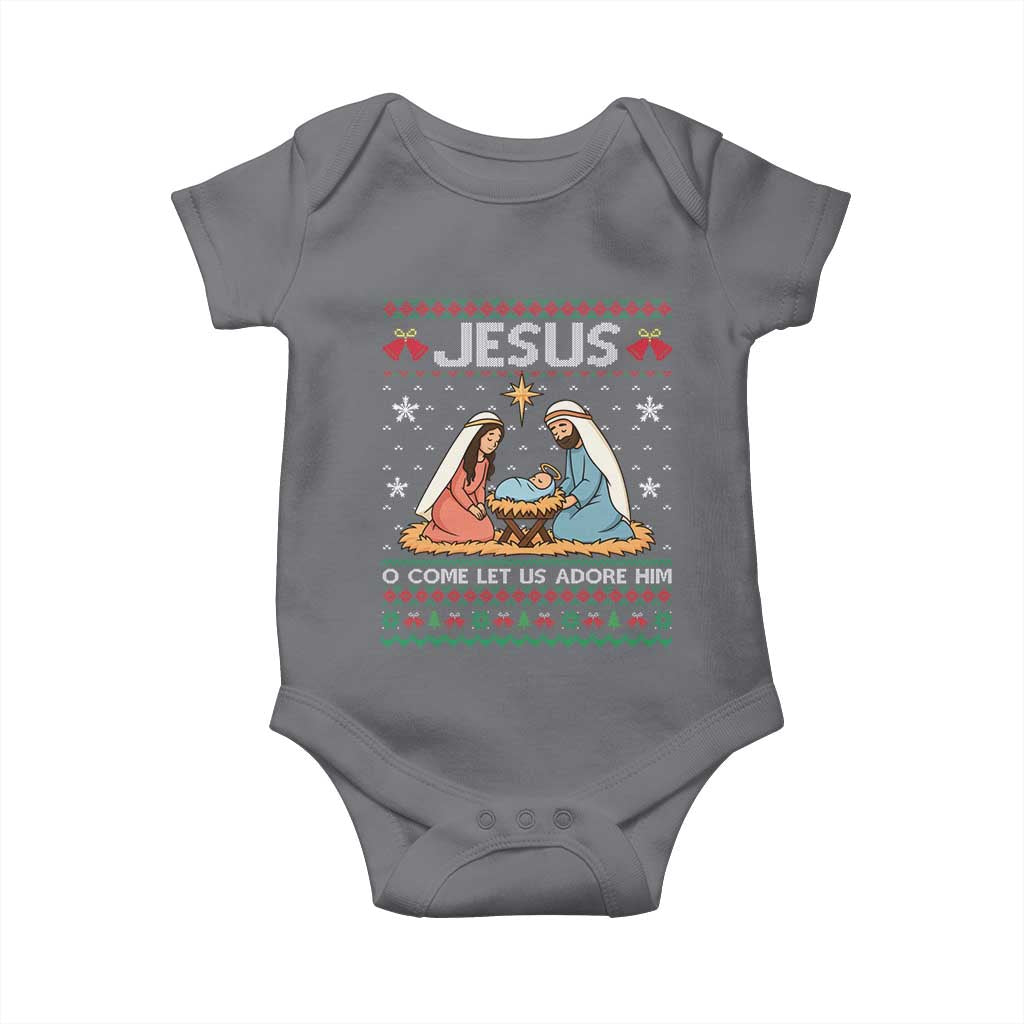Nativity Scene Christmas Baby Onesie Baby Jesus Christian Xmas TS14 Charcoal Print Your Wear