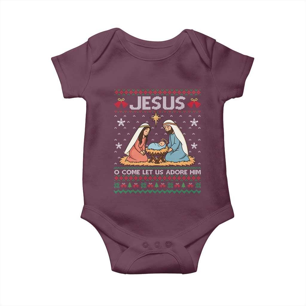 Nativity Scene Christmas Baby Onesie Baby Jesus Christian Xmas TS14 Maroon Print Your Wear