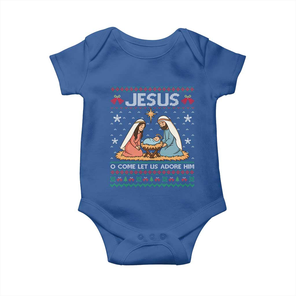 Nativity Scene Christmas Baby Onesie Baby Jesus Christian Xmas TS14 Royal Blue Print Your Wear