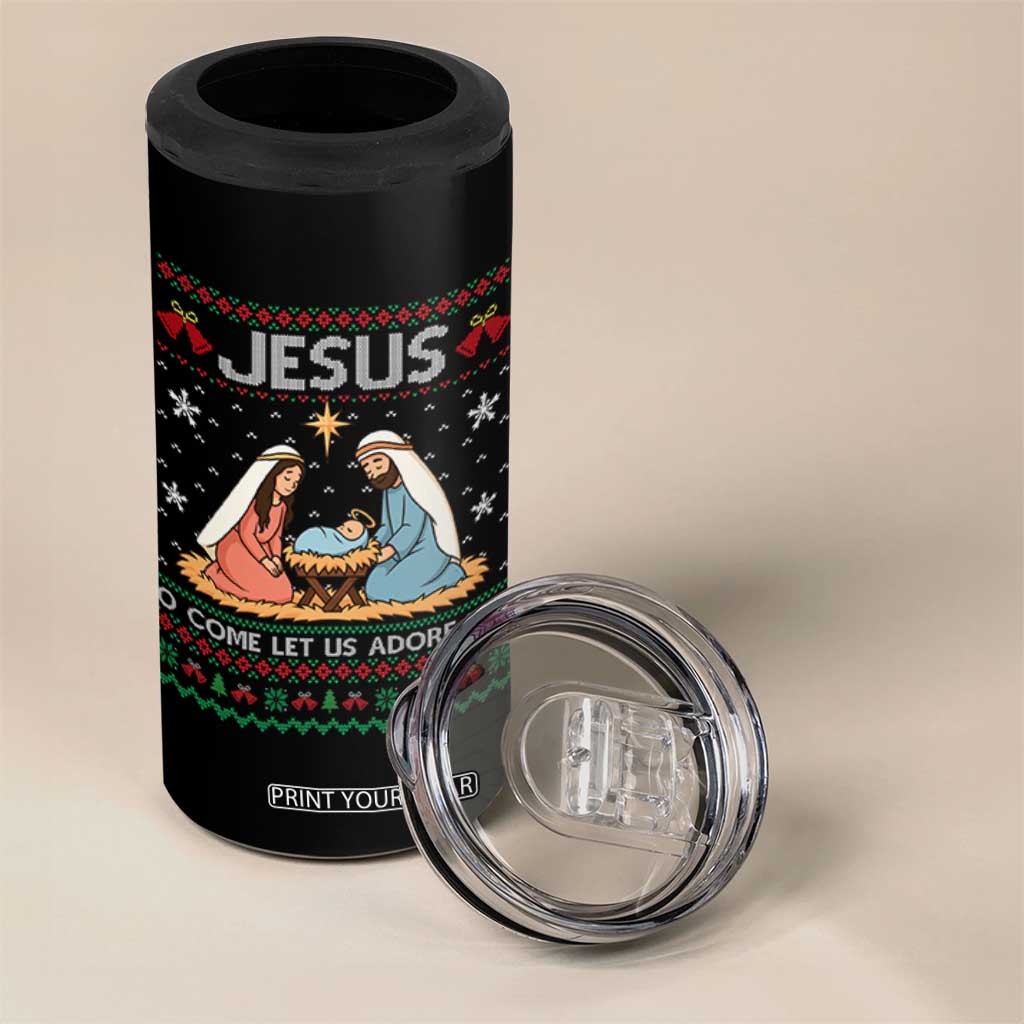 Nativity Scene Christmas 4 in 1 Can Cooler Tumbler Baby Jesus Christian Xmas TS14 Print Your Wear