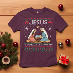 Nativity Scene Christmas T Shirt Baby Jesus Christian Xmas TS14 Maroon Print Your Wear