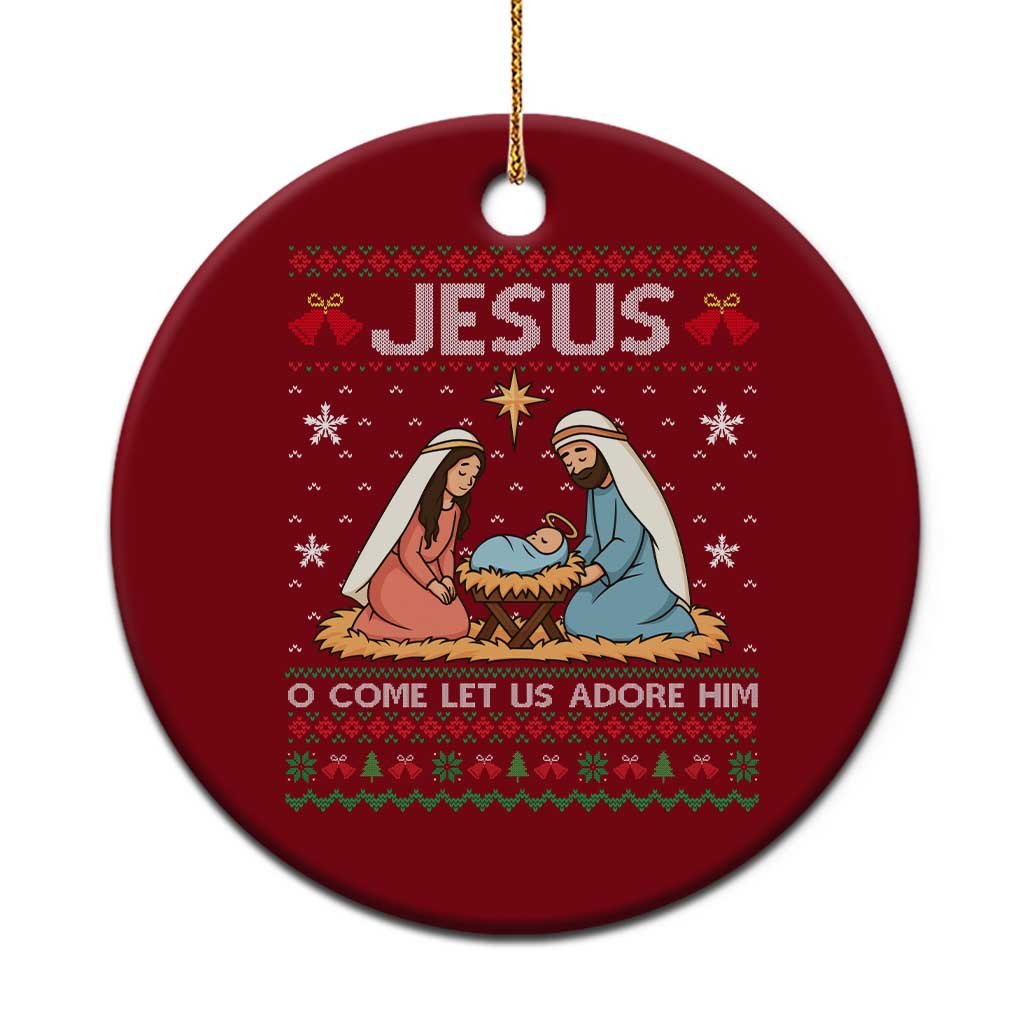 Nativity Scene Xmas Ceramic Ornament Baby Jesus Christian Xmas TS14 1pc Red Print Your Wear