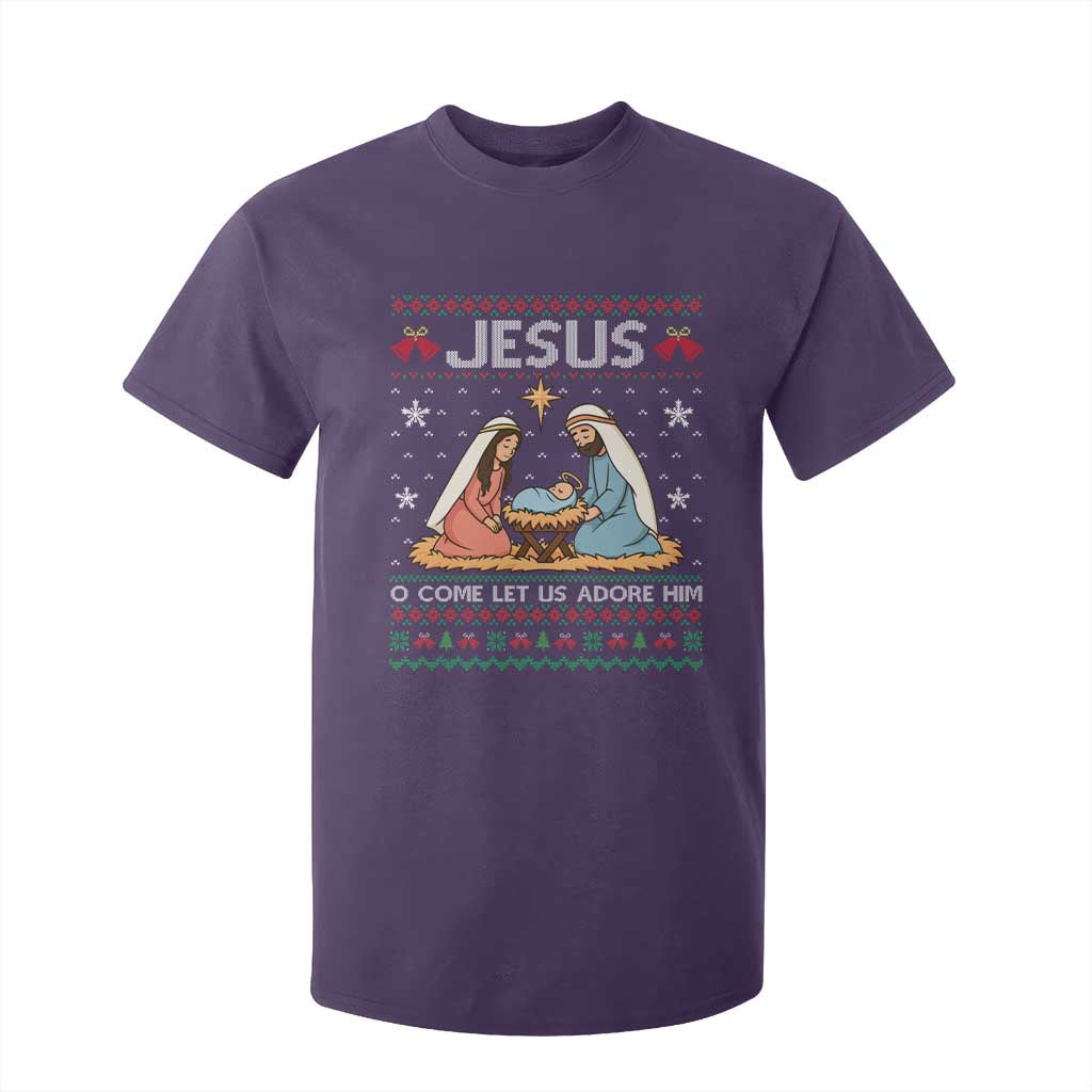 Nativity Scene Christmas T Shirt For Kid Baby Jesus Christian Xmas TS14 Purple Print Your Wear