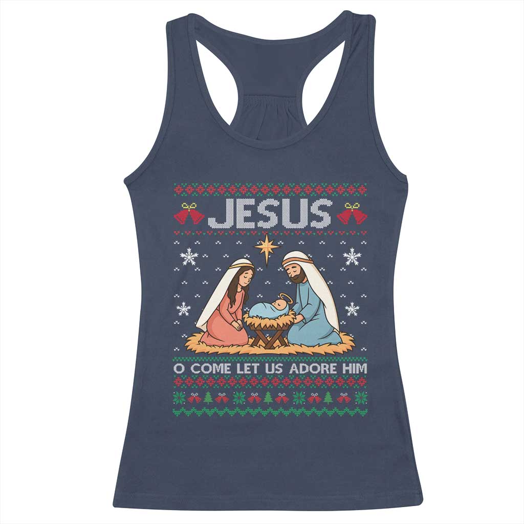 Nativity Scene Christmas Racerback Tank Top Baby Jesus Christian Xmas TS14 Navy Print Your Wear